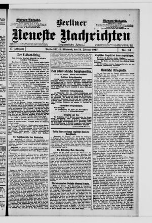 Berliner neueste Nachrichten vom 14.02.1917