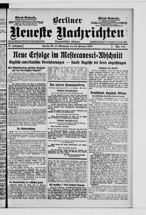 Berliner neueste Nachrichten vom 14.02.1917