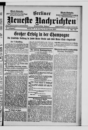 Berliner neueste Nachrichten vom 16.02.1917