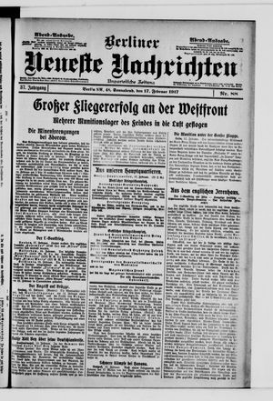 Berliner neueste Nachrichten on Feb 17, 1917
