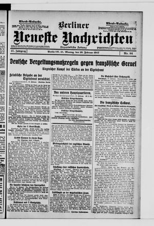 Berliner neueste Nachrichten vom 19.02.1917