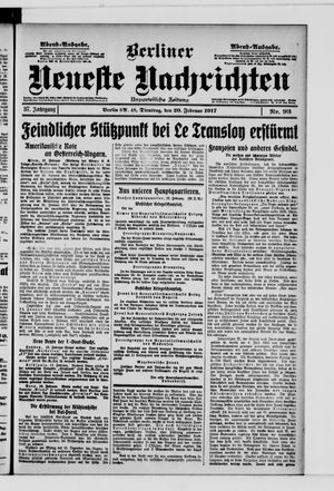 Berliner neueste Nachrichten vom 20.02.1917