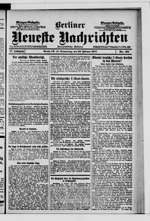 Berliner neueste Nachrichten vom 22.02.1917