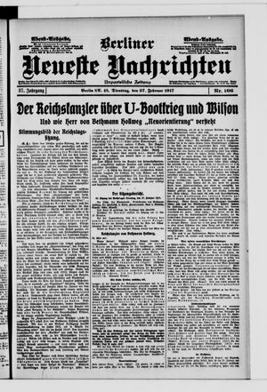 Berliner neueste Nachrichten vom 27.02.1917