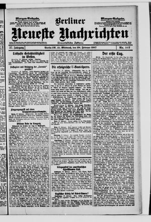 Berliner neueste Nachrichten vom 28.02.1917