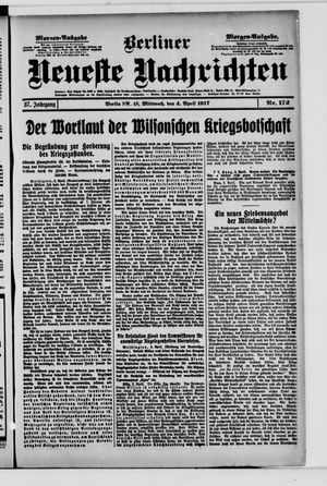 Berliner neueste Nachrichten on Apr 4, 1917