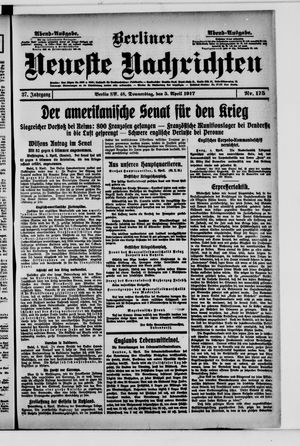 Berliner neueste Nachrichten vom 05.04.1917