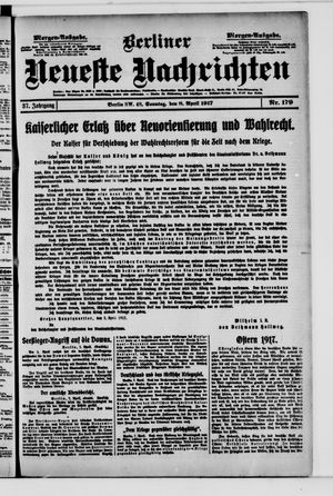 Berliner Neueste Nachrichten vom 08.04.1917