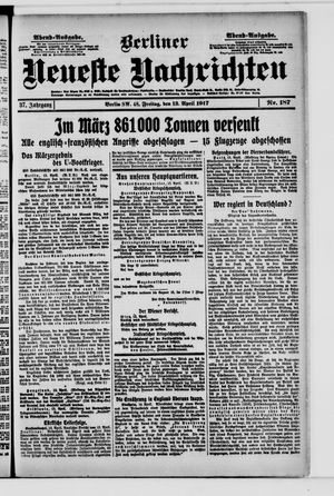 Berliner Neueste Nachrichten vom 13.04.1917