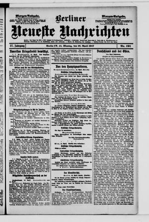 Berliner Neueste Nachrichten on Apr 16, 1917