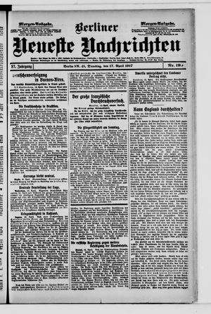 Berliner Neueste Nachrichten vom 17.04.1917