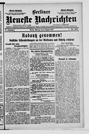 Berliner Neueste Nachrichten on Aug 6, 1917