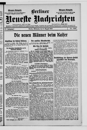 Berliner Neueste Nachrichten vom 08.08.1917