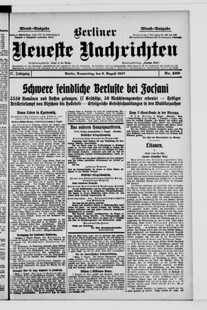 Berliner Neueste Nachrichten on Aug 9, 1917