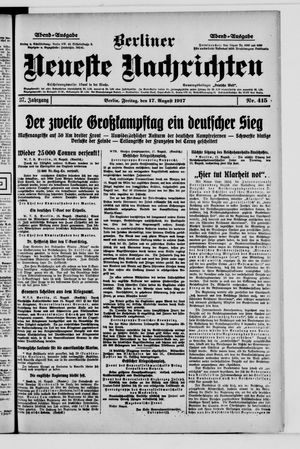 Berliner Neueste Nachrichten vom 17.08.1917