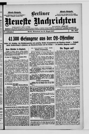 Berliner Neueste Nachrichten on Aug 18, 1917