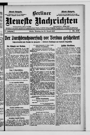 Berliner Neueste Nachrichten vom 21.08.1917