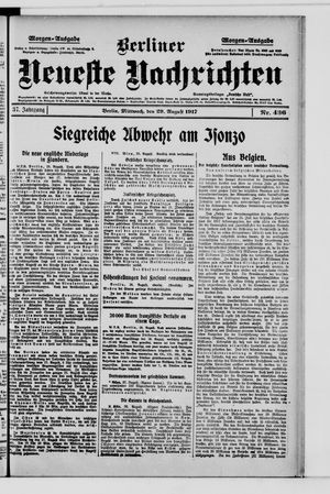 Berliner Neueste Nachrichten on Aug 29, 1917