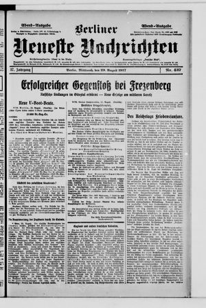 Berliner Neueste Nachrichten on Aug 29, 1917