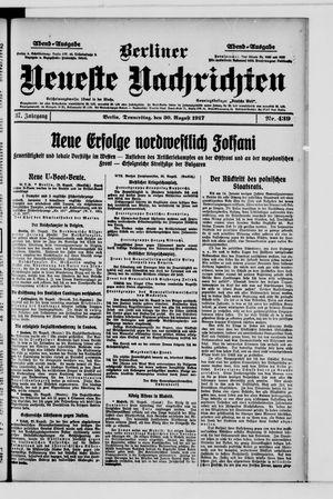 Berliner Neueste Nachrichten on Aug 30, 1917