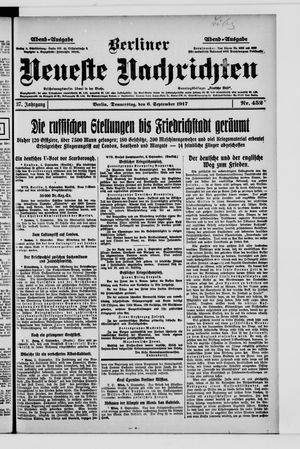 Berliner Neueste Nachrichten vom 06.09.1917