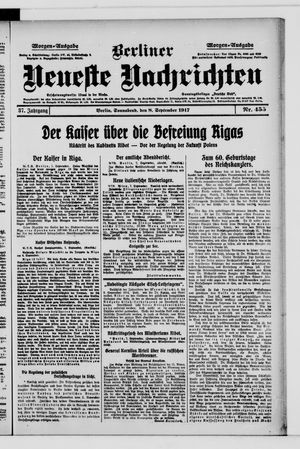Berliner Neueste Nachrichten on Sep 8, 1917