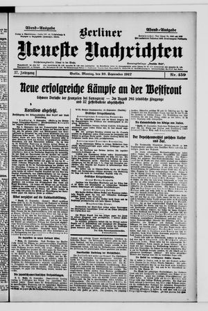 Berliner Neueste Nachrichten vom 10.09.1917
