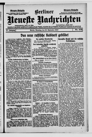 Berliner Neueste Nachrichten vom 18.09.1917