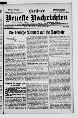 Berliner Neueste Nachrichten vom 22.09.1917