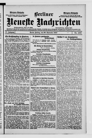 Berliner Neueste Nachrichten vom 28.09.1917