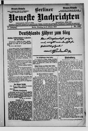 Berliner Neueste Nachrichten vom 02.10.1917