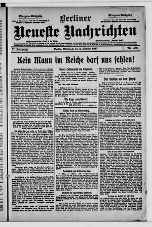 Berliner Neueste Nachrichten vom 03.10.1917