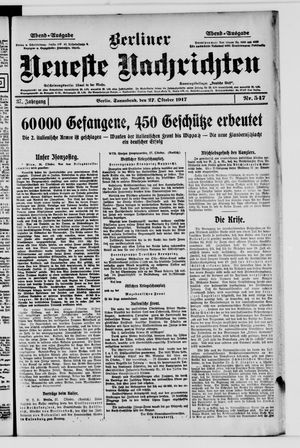 Berliner Neueste Nachrichten vom 27.10.1917