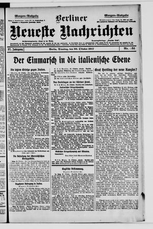 Berliner Neueste Nachrichten on Oct 30, 1917