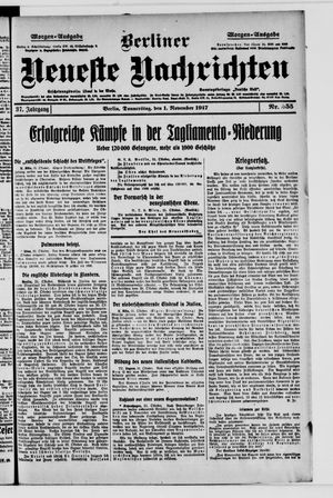 Berliner Neueste Nachrichten on Nov 1, 1917