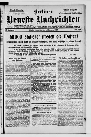 Berliner Neueste Nachrichten on Nov 1, 1917