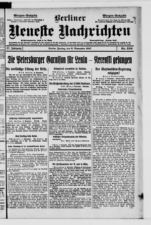 Berliner Neueste Nachrichten on Nov 9, 1917