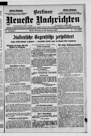 Berliner Neueste Nachrichten on Nov 20, 1917
