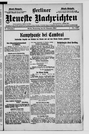 Berliner Neueste Nachrichten on Nov 29, 1917
