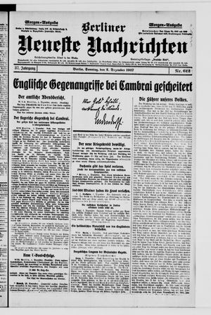 Berliner Neueste Nachrichten vom 02.12.1917