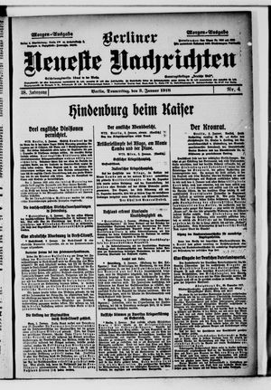 Berliner neueste Nachrichten vom 03.01.1918