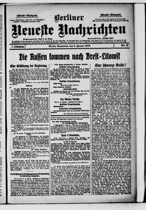 Berliner Neueste Nachrichten vom 05.01.1918