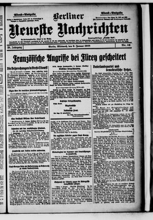 Berliner Neueste Nachrichten on Jan 9, 1918