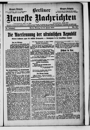 Berliner Neueste Nachrichten on Jan 14, 1918