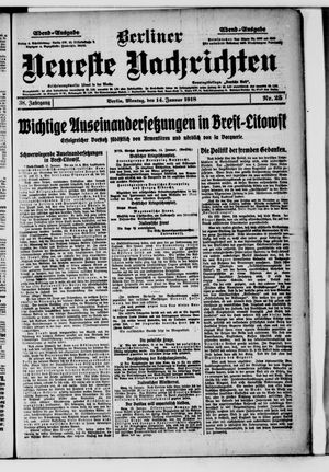 Berliner Neueste Nachrichten on Jan 14, 1918