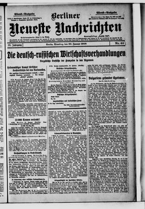 Berliner Neueste Nachrichten on Jan 22, 1918