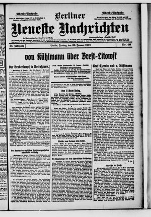 Berliner Neueste Nachrichten on Jan 25, 1918