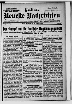 Berliner Neueste Nachrichten on Jan 30, 1918