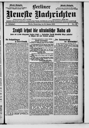 Berliner Neueste Nachrichten on Jan 31, 1918