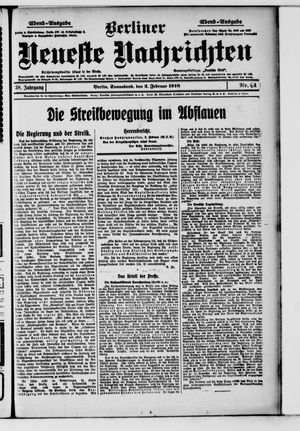 Berliner Neueste Nachrichten on Feb 2, 1918
